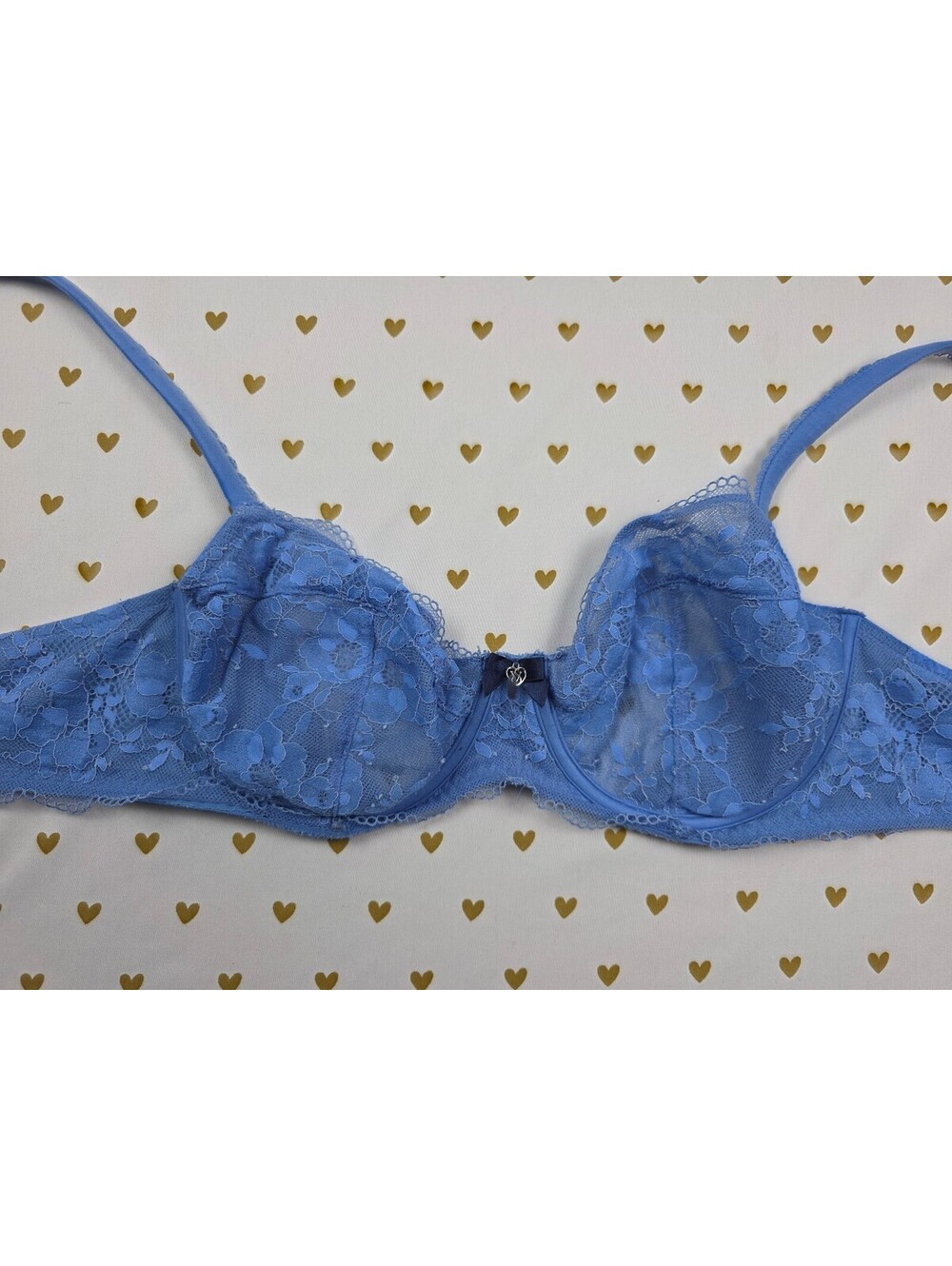 Victorias Secret Blue Unlined Demi Balconette Bra 34DD